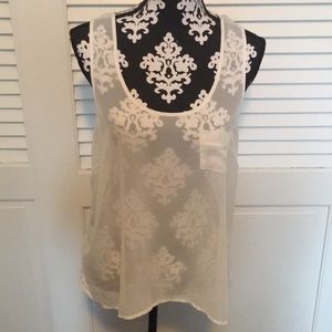 See through- lace back tank top!